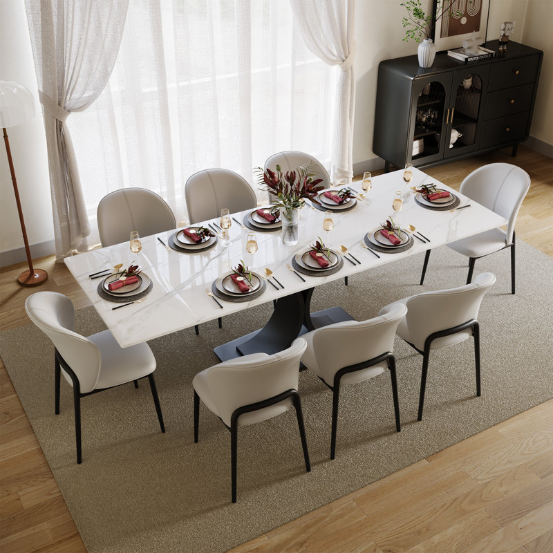 63"-94"modern Extendable Dining Table Set With 8 Dining Chairs