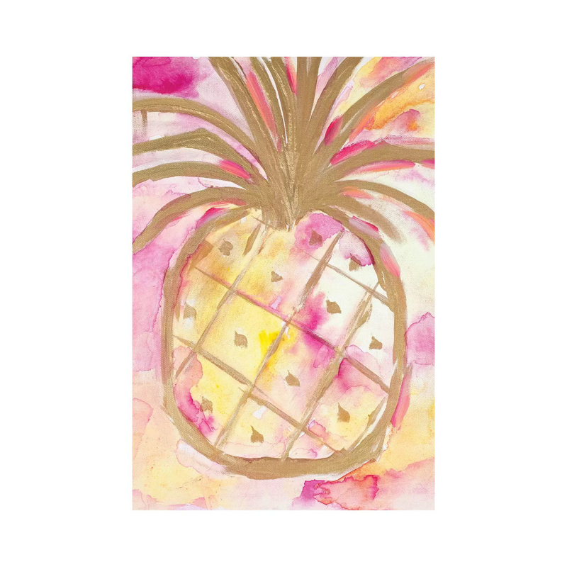 Pink Gold Pineapple by L. Hewitt - Wrapped Canvas Print, 20.32 cm H x 30.48 cm W