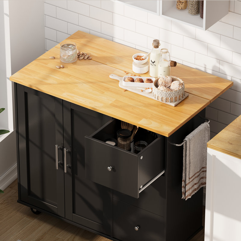 Chariot pour îlot de cuisine l 39,7 po Arnola, Noir