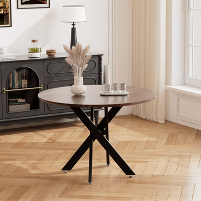 36In Round Metal Base Dining Table by 17 Stories