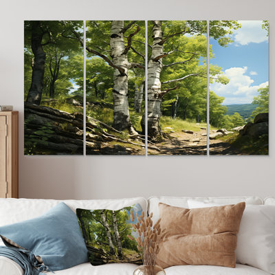 Ensemble d'art mural 4 pièces Birch Tree Forest Essence I