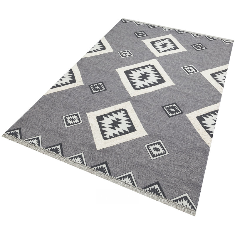 Tapis scandinave rustique gris, Rectangle 3 pi 11,24 po x 5 pi 10,87 po
