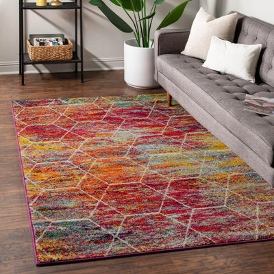 Tapis géométrique fuchsia