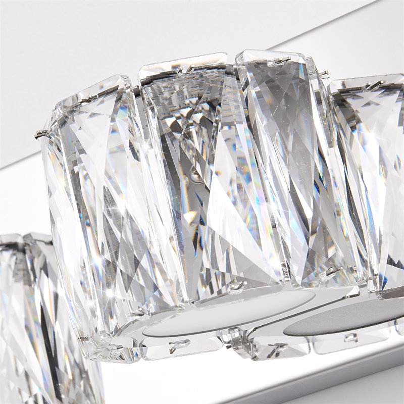 Applique murale 41 po à 6 lumières DEL en cristal 41 po - Élégant luminaire de salle de bain chromé avec abat-jour en cristal transparent pour salle de bain, chambre à coucher ou couloir