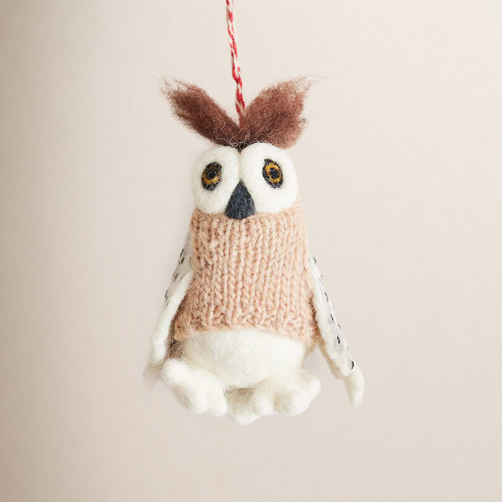Felted Festive 6" Owl Ornament