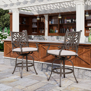 Alexamarie 27.8" Patio Bar Stool With Cushion