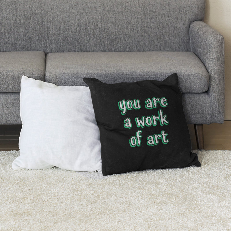 Coussin de sol œuvre d’art, H 40 po x l 40 po, Vert