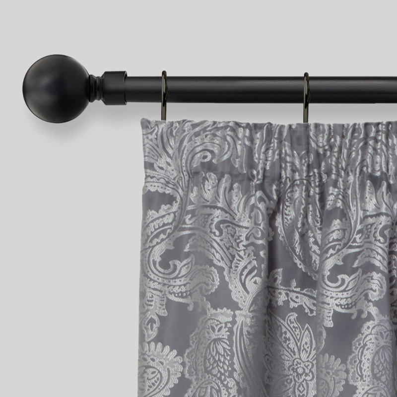 Abe Adjustable 2cm Single Curtain Pole, 1.2 - 2.1m, Matt Black