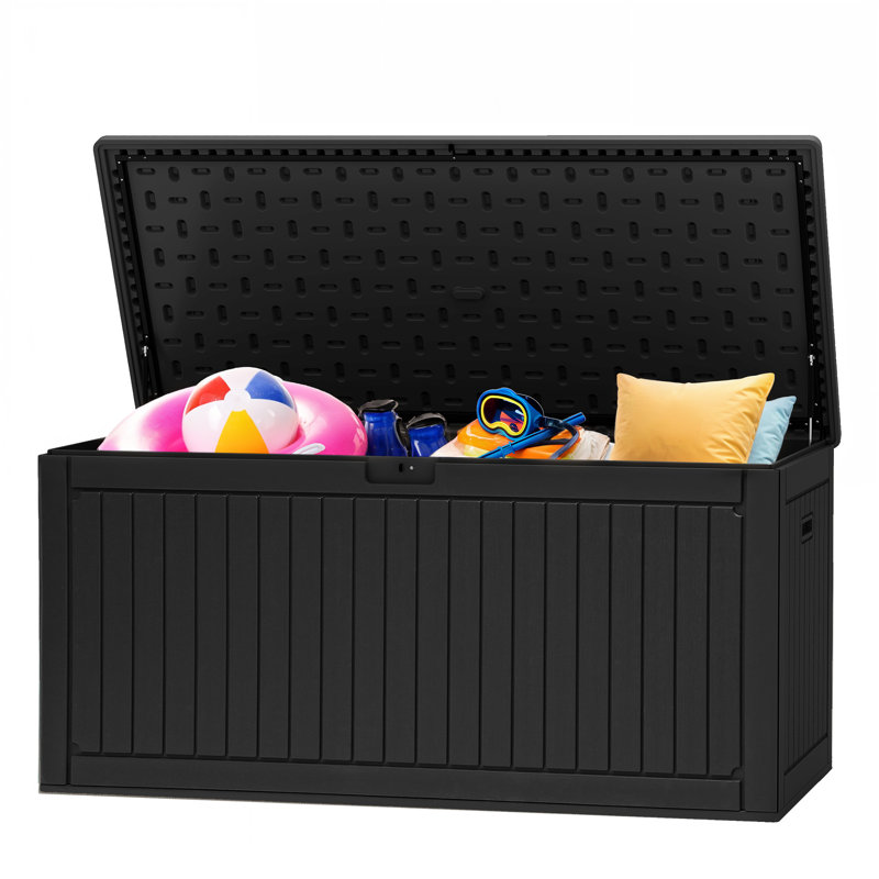 Balconera 330 Gallons Water Resistant Resin Lockable Deck Box, Black