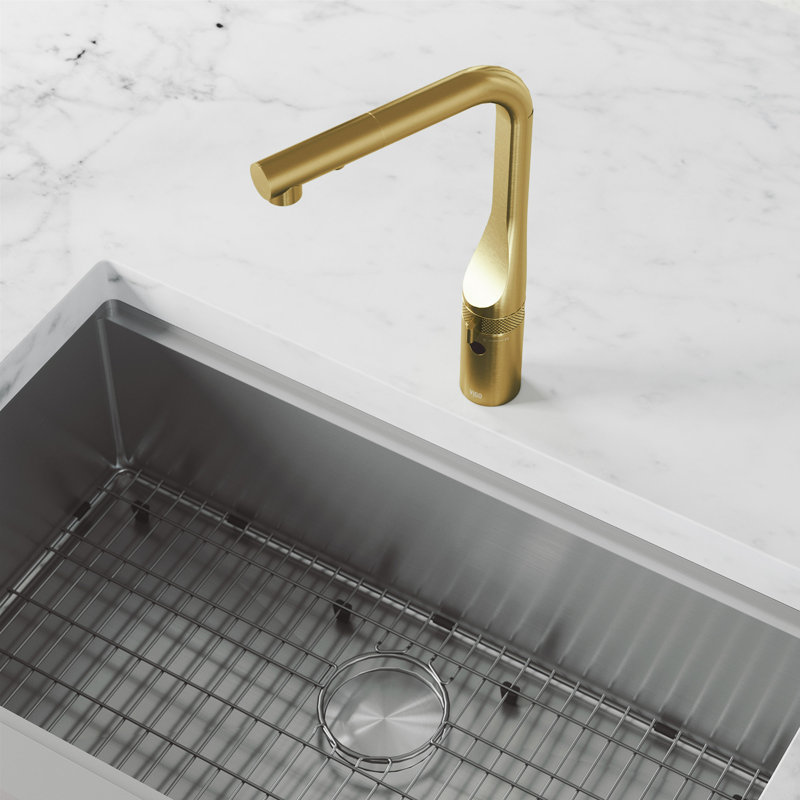 Robinet de cuisine à poignée simple Jewel Touchless, Doré