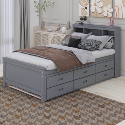 Nyliah Platform Bed with Storage Headboard, USB, Trundle and 3 Drawers by Red Barrel Studio