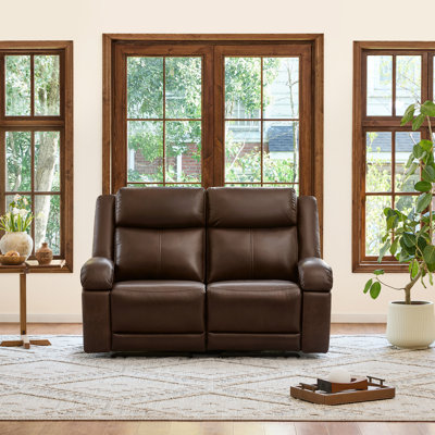 Zachery Genuine Leather Power Reclining Sofa