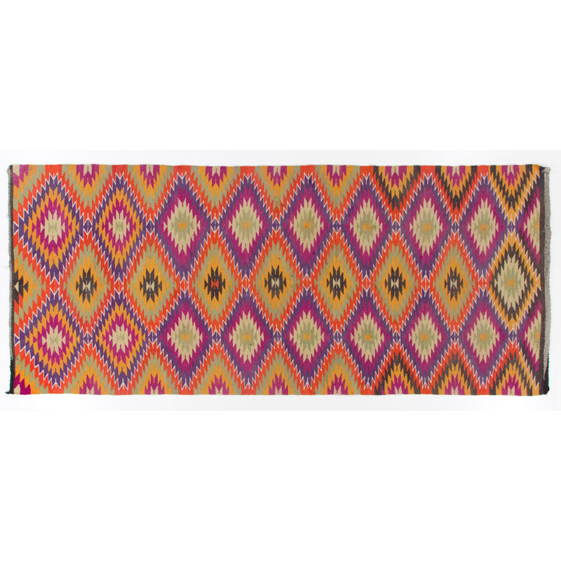 5.4x12 Ft Dazzling Vintage Handmade Turkish Kilim, Flat-Weave Rug