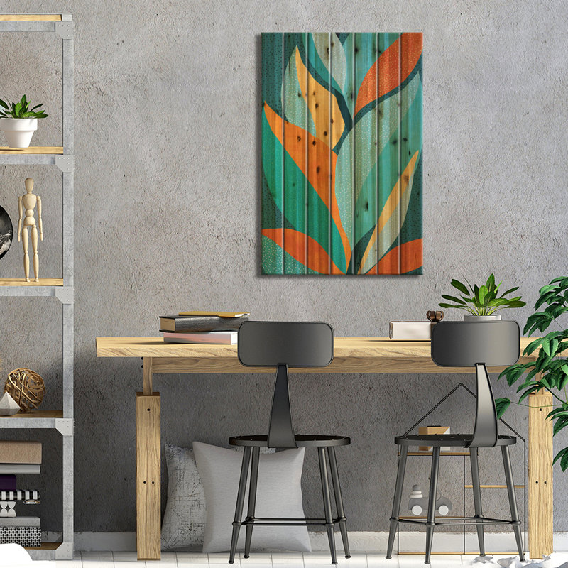 «Sylvan Abstract Tropical Foliage» par - Impression sur bois sans cadre, H 26 po x l 18 po x P 1,5 po
