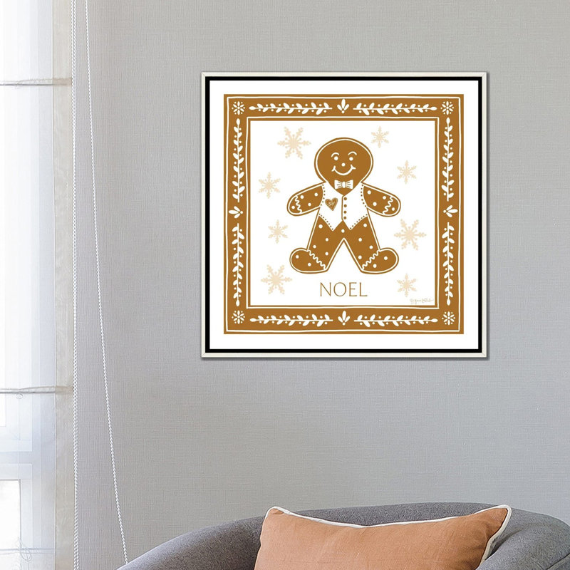 «Gingerbread Man», reproduction d'art sur toile encadrée, Blanc patiné, H 26 po x l 26 po