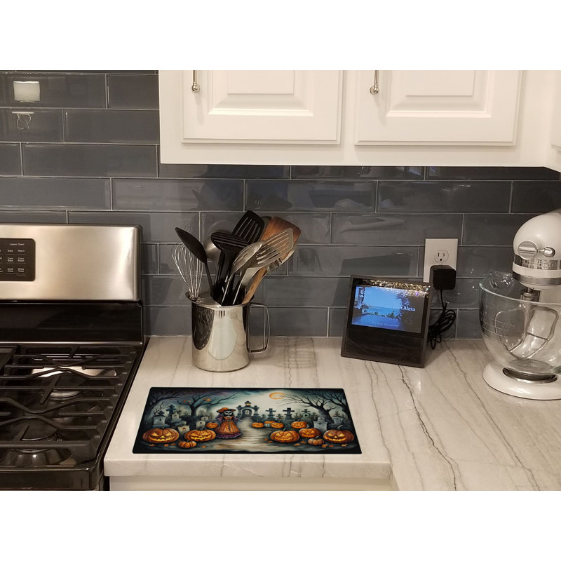 La Catrina Skeleton Spooky Halloween Glass Cutting Board Large