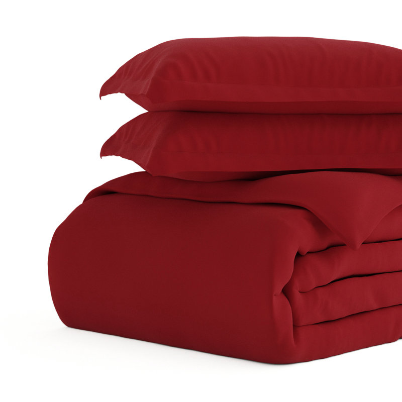 Simply Soft™ Ultra Soft Microfiber Duvet Cover Set, Burgundy, Queen Duvet Cover + 2 Shams