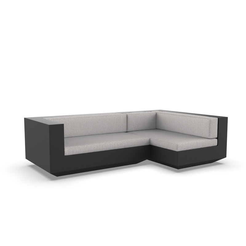 Canapé modulaire d'extérieur avec coussins 102,25 po Vela, Accoudoir à droite (vu de face), Taupe nautique, Noir