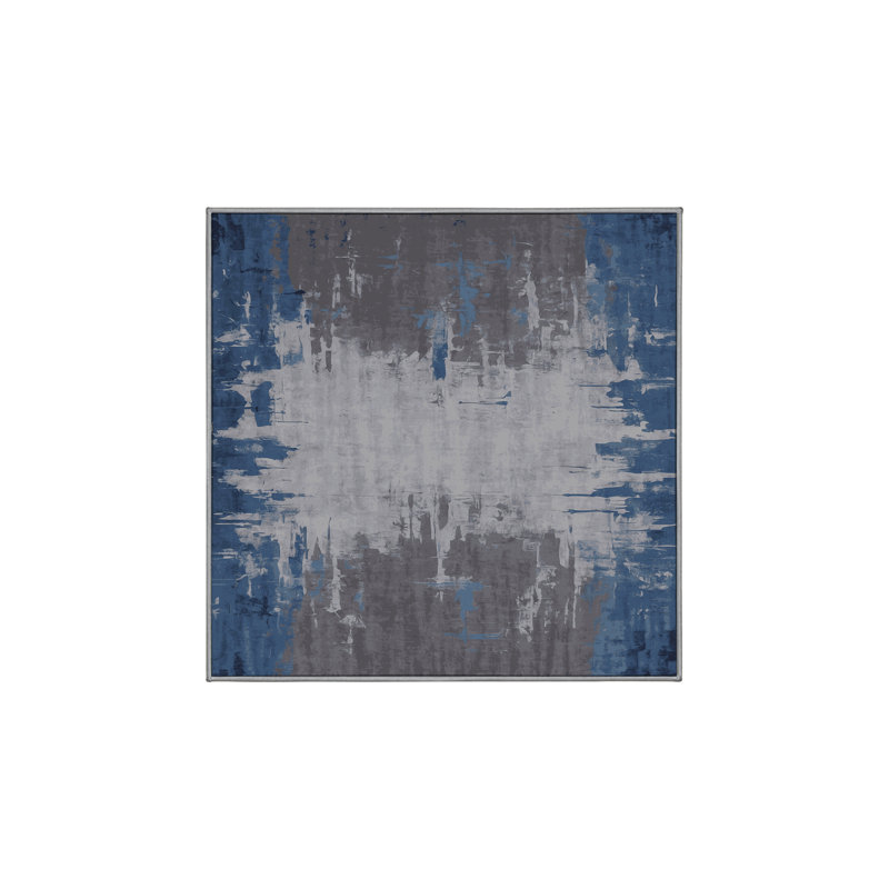 Machine Washable Gray Area Rug, Square 7'