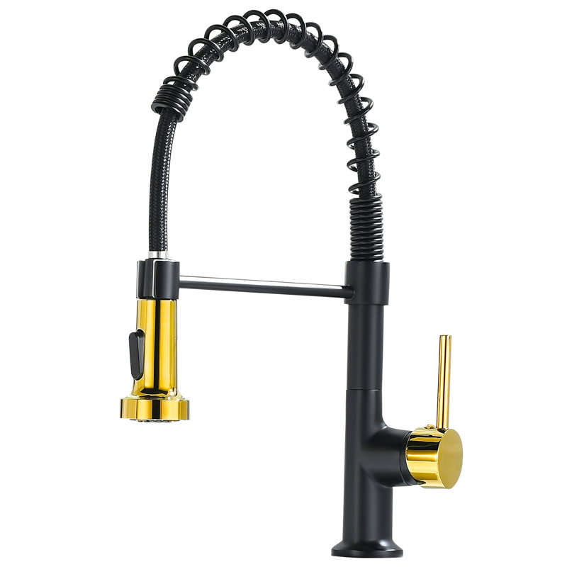 Black And Gold Kitchen Faucet With Pull Down - To Water Spots Corrosion For A Lasting Appearance Sink Made Of Quality Materials Long-Term Use