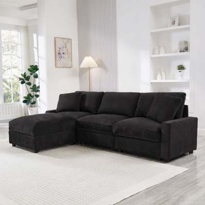 Canapé modulaire de L 103,54 po, 4 canapés modulaires en L en polyester pour le salon, 3 canapés en nuage avec repose-pieds, moderne, petit espace, facile à assembler