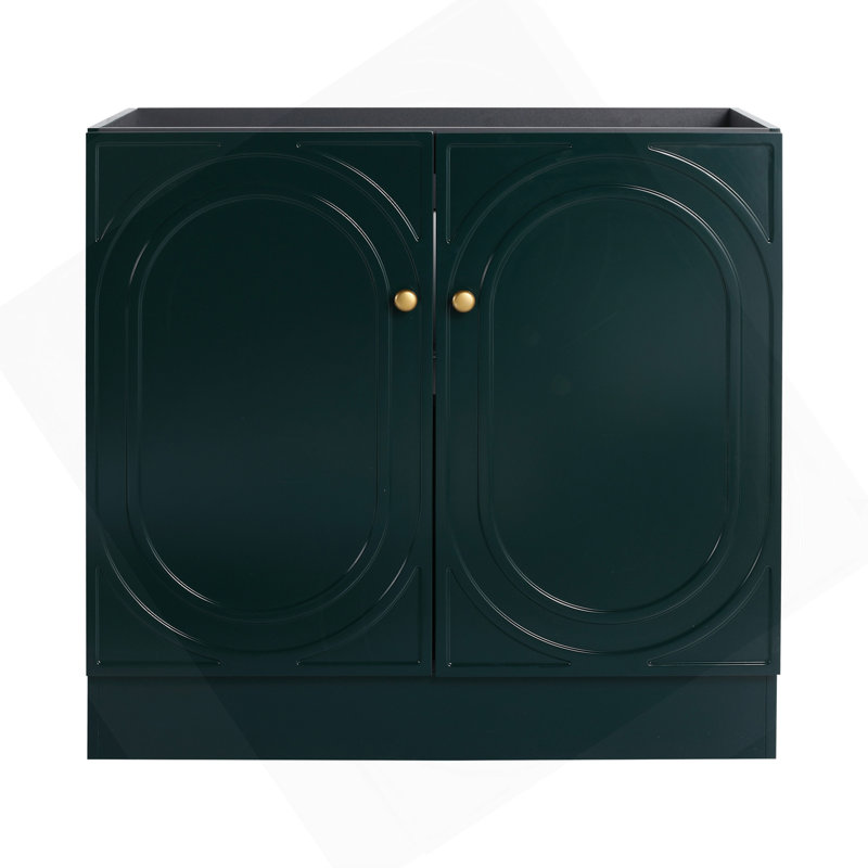 Meuble-lavabo autoportant 36 po et 2 portes d'armoire à fermeture en douceur (emballage KD) - sans le lavabo, Vert foncé