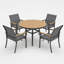 Ensemble de salle à manger d'extérieur en aluminium 5 pièces avec chaises en textilène et table ronde en polystyrène haute densité.