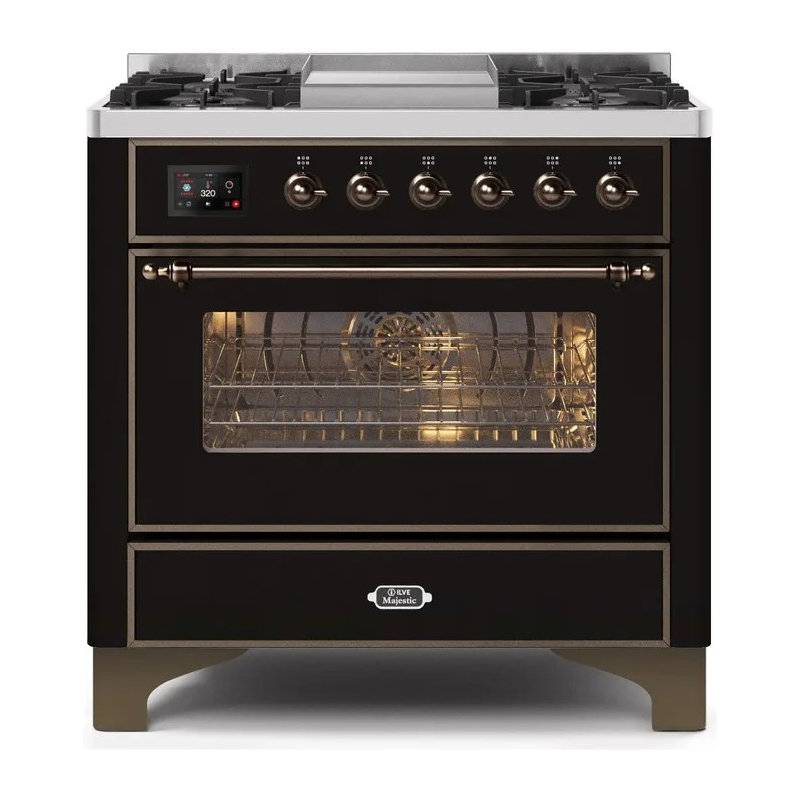 Majestic II Series 36" 3.5 cu ft. Freestanding Dual Fuel Range, Natural Gas, Glossy Black/Bronze