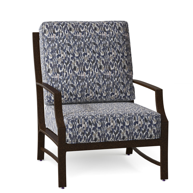 Seal Cove Outdoor Lounge Chair, Spectrum Denim Sunbrella® Plainweave, Chestnut Brown