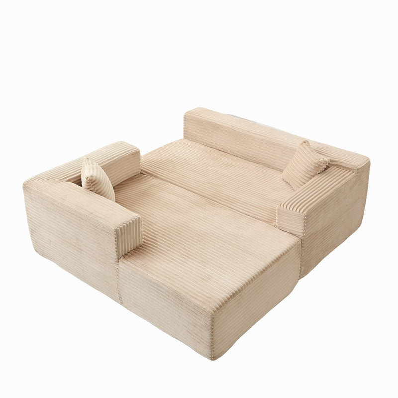 Canapé modulaire à compression avec méridienne confortable, canapé en forme de L sans siège avec assise profonde, canapé-lit modulaire minimaliste pour salon, salon, appartement, velours côtelé