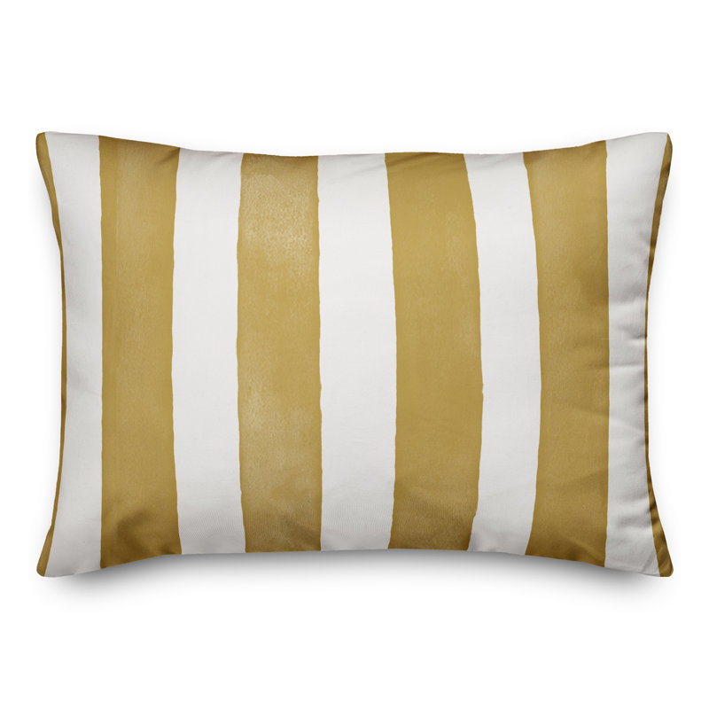Striped Outdoor Throw Pillow, Yellow