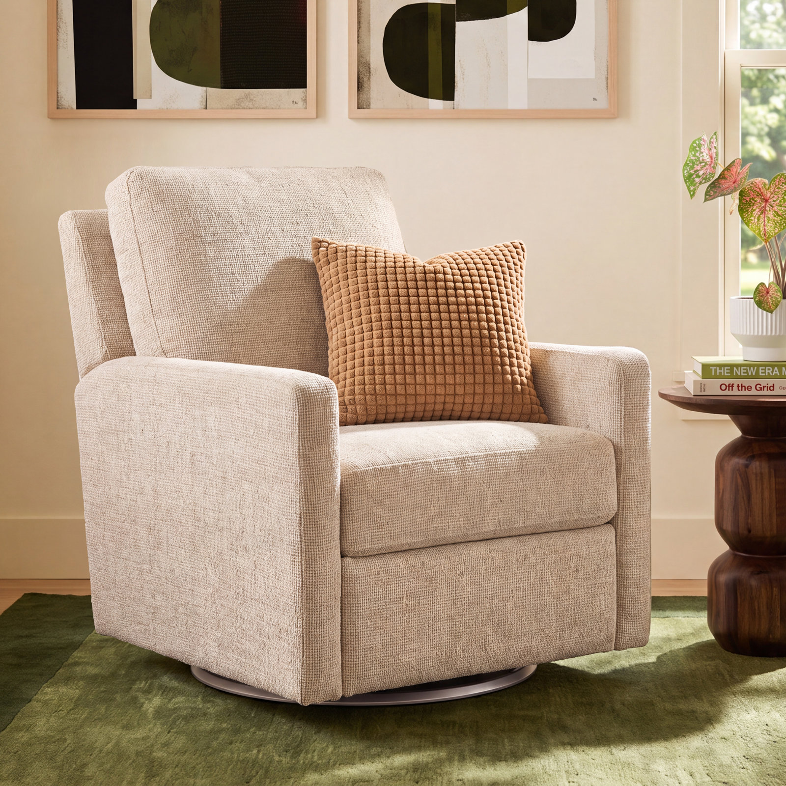 Seoul Swivel Glider, Tan