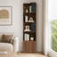 Bibliothèque de coin autoportante en L avec tiroirs et déflecteur, présentoir de coin à 4 niveaux avec lumières DEL pour le bureau à domicile, le salon, la chambre à coucher et la cuisine