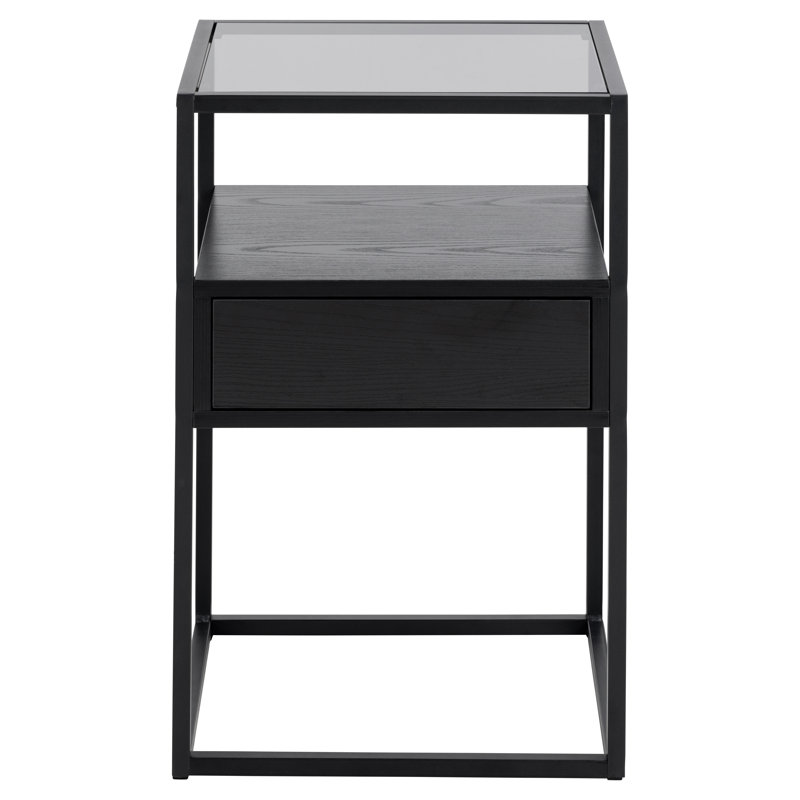 Hohman 40cm W Steel Bedside Table, Black