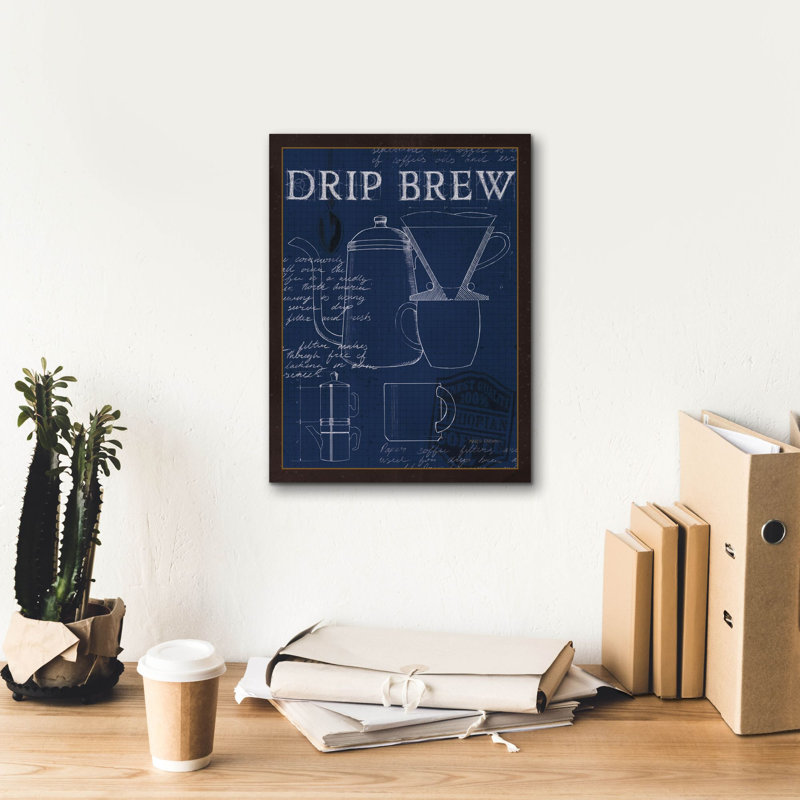 Art mural sur toile Williston Forge «Coffee Blueprint 3 Indigo» par Marco Fabiano, H 16 po x l 12 po x P 0,75 po