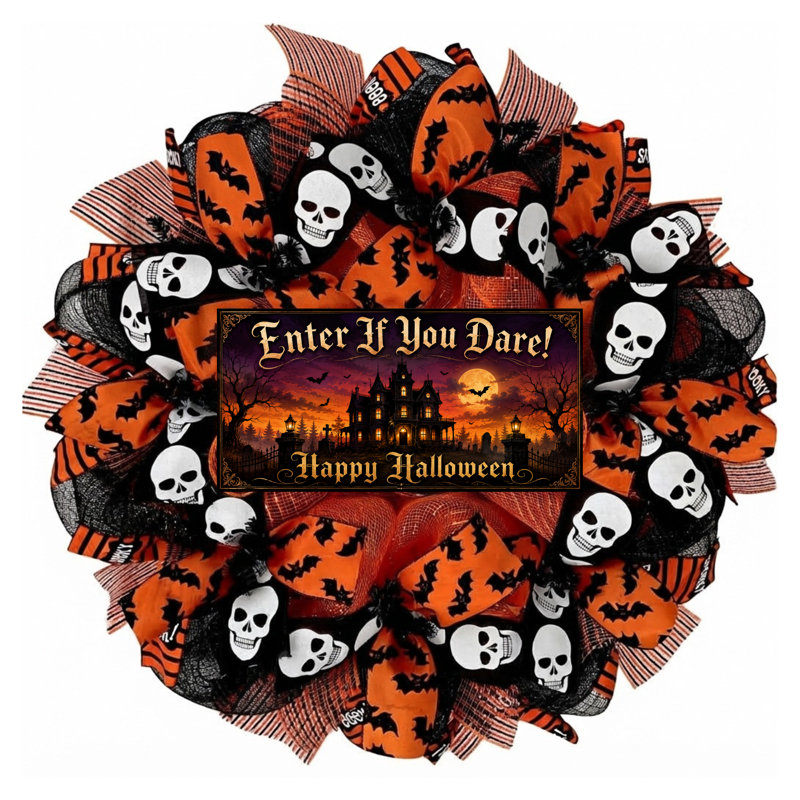 Couronne d'Halloween «Entrez si vous l'osez», 24 pouces