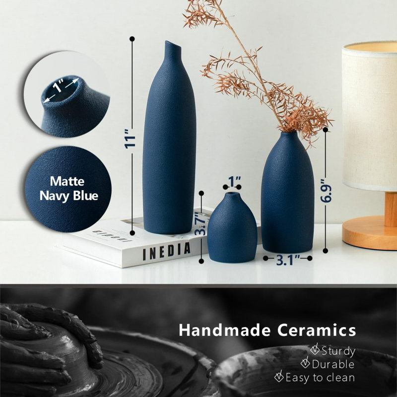 Ensemble de vases bleu mat