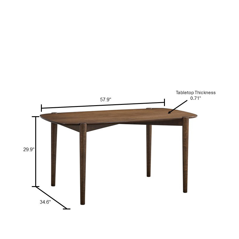  Table à manger en bois 58 pouces, couleur noyer