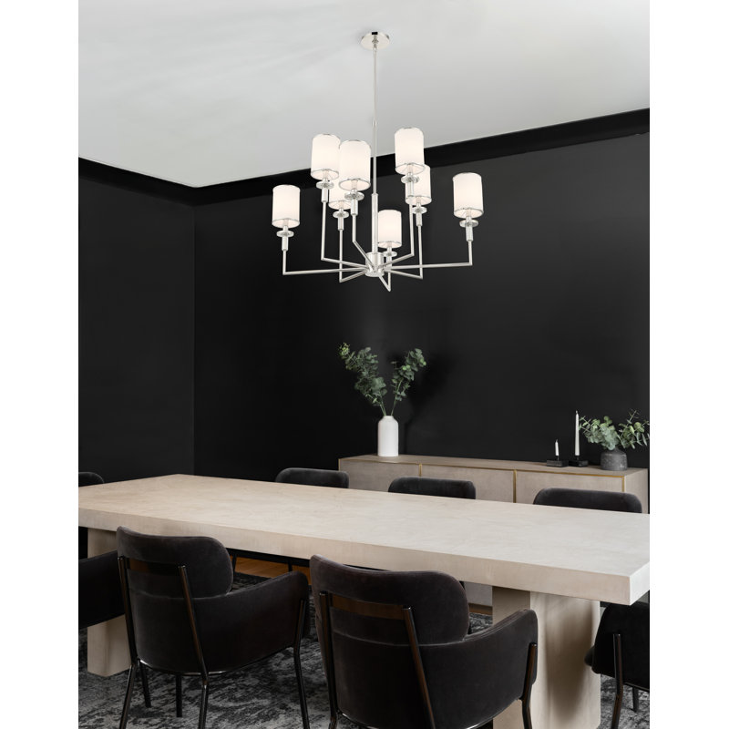 Lustre vibrant 8 lumières Jollain, Nickel