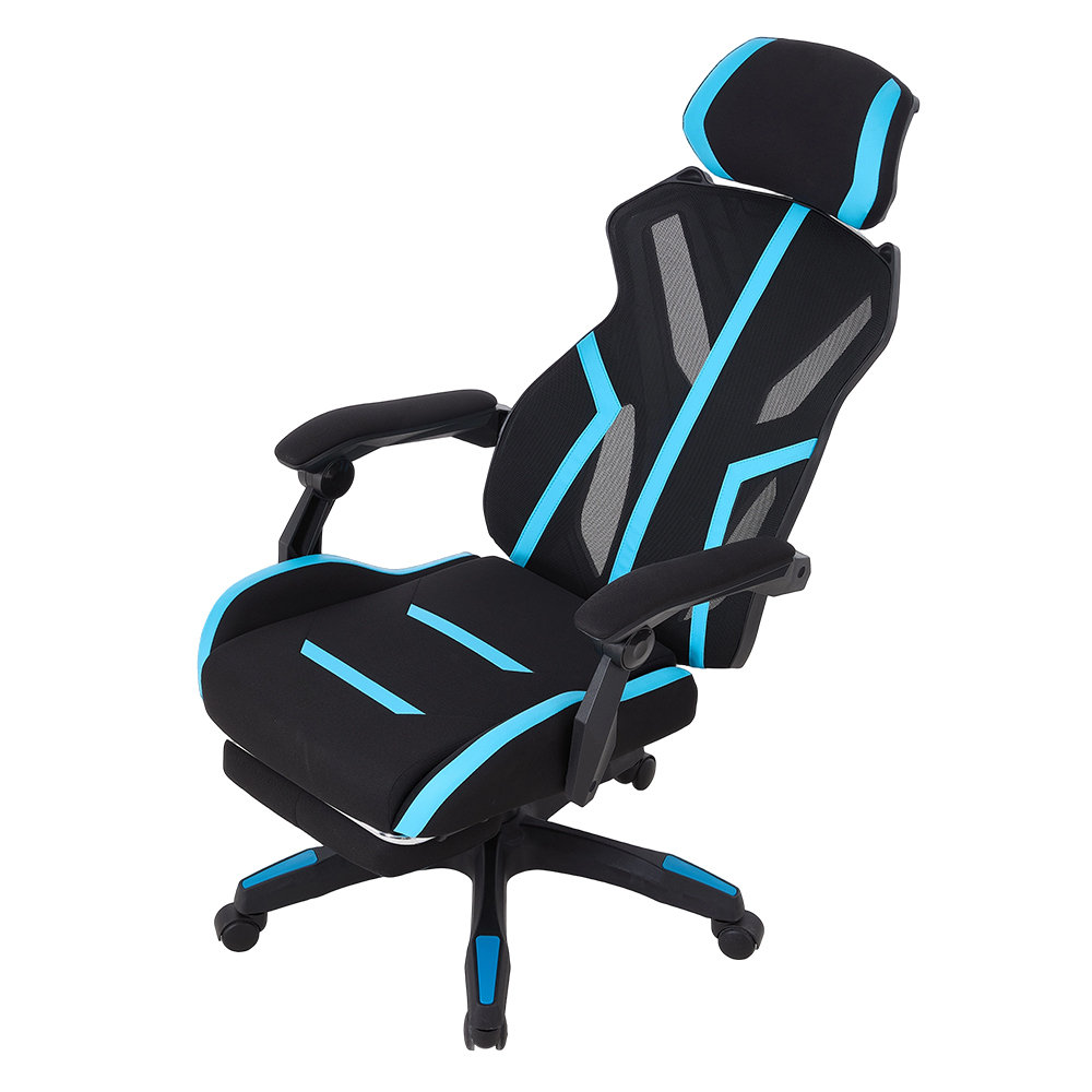 Inbox Zero Adjustable Reclining Ergonomic Swiveling Rocker Game Chair with Footrest