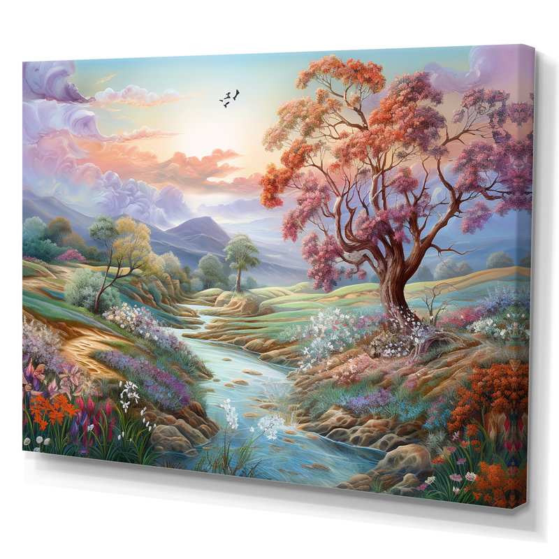 Paysage campagne charmante - décoration murale campagne, Toile tendue, H 30 po x l 40 po x P 1,5 po