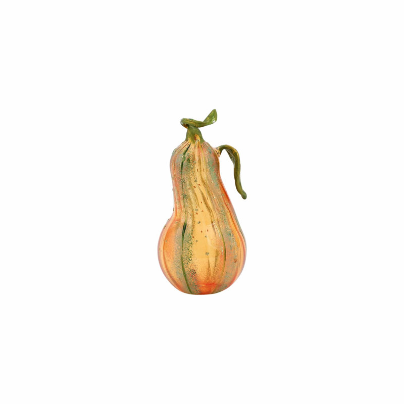 Pumpkins Figural Amber Glass Gourd