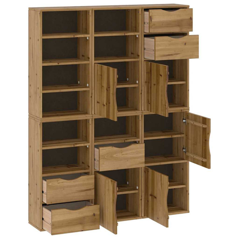 Side Cabinets 6 Pcs "ODDA" 40X24x79 Cm Solid Wood Pine, Natural