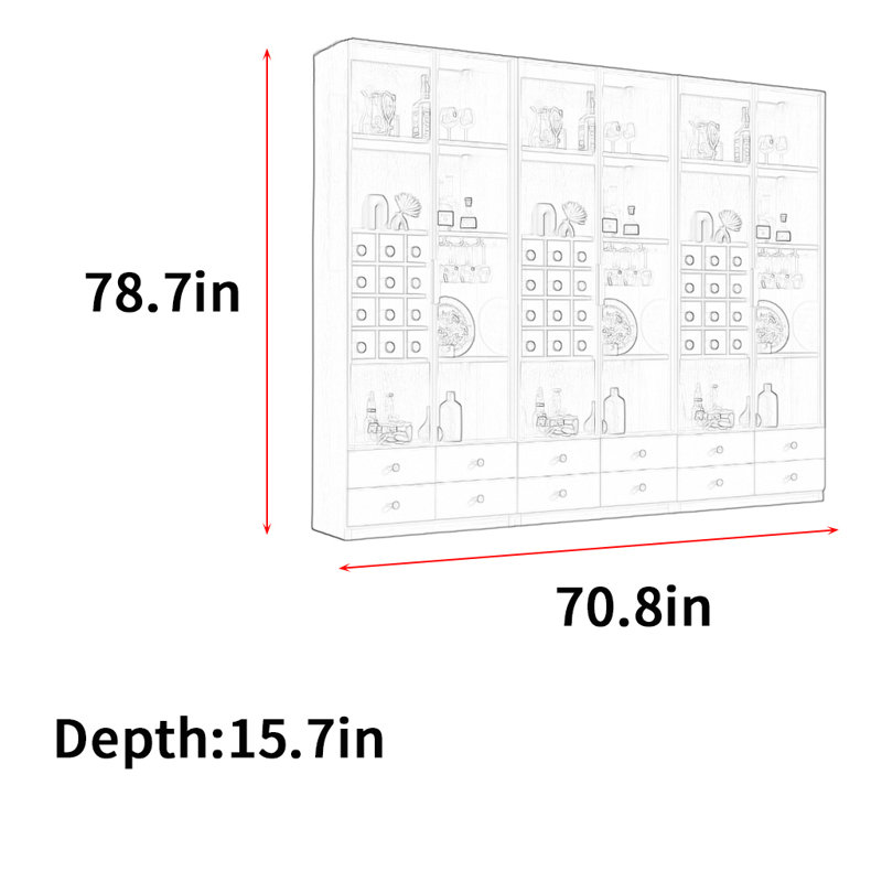 Heitman, Gris, (3 tablettes) H 78,7 po x l 70,8 po x P 15,7 po