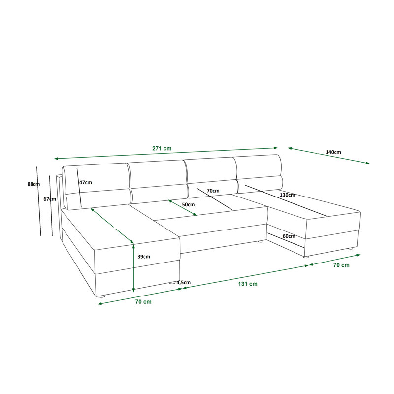 Sinh 5 Seater Corner Sofa , Black/Red - Rainbow15/Rainbow22