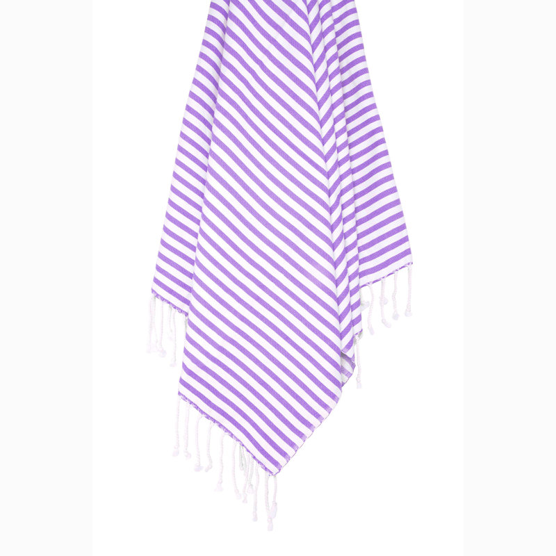 Serviette turque amusante à rayures pour la plage et le bain, Violet