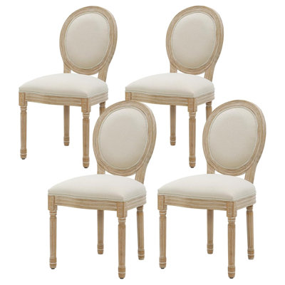 4 chaises de salle à manger rembourrées en lin massif de style Mid-Century de H 20 po Mid-Century