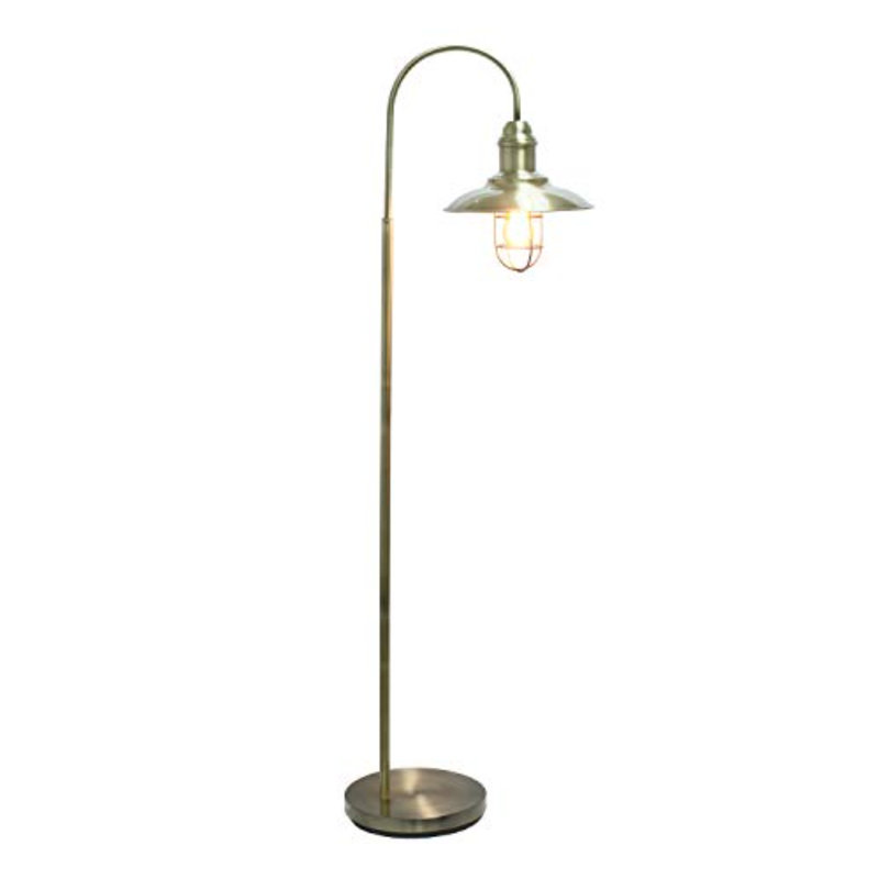 Edison Adjustable Antique Brass Floor Lamp with Cage Shade