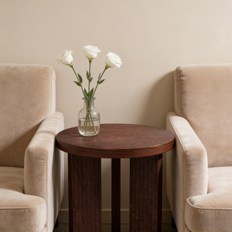 Table de bout ronde Mid-Century, Rouge