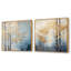 Minimalisme, arbres dorés et bleus scène V - ensemble de 2 arbres carrés-1764626088-1764626087